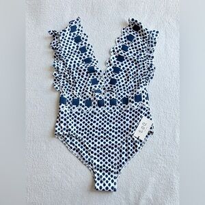 Montce Navy and White Polka Dot One Piece Swimsuit